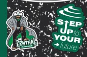 closeup of composition notebook with raider rex and step up to your future stickers